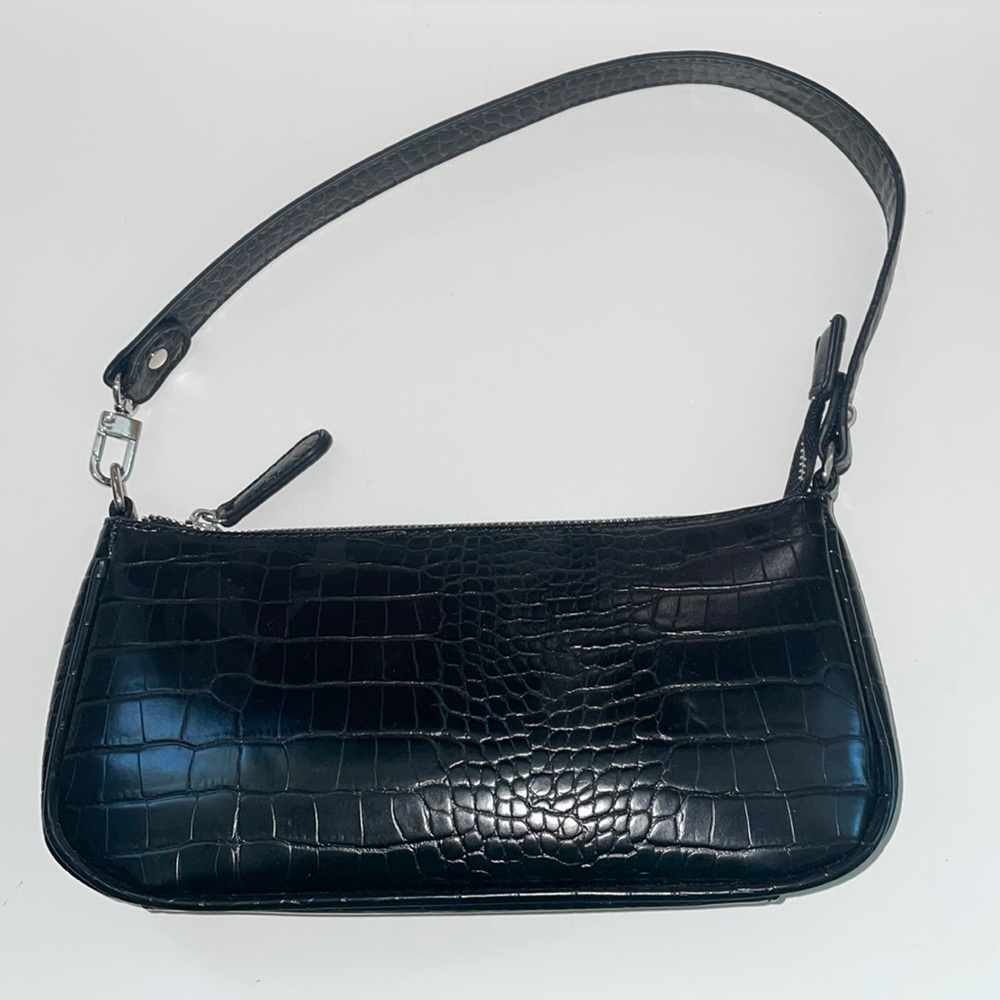 Black Alligator short strap shoulder purse
